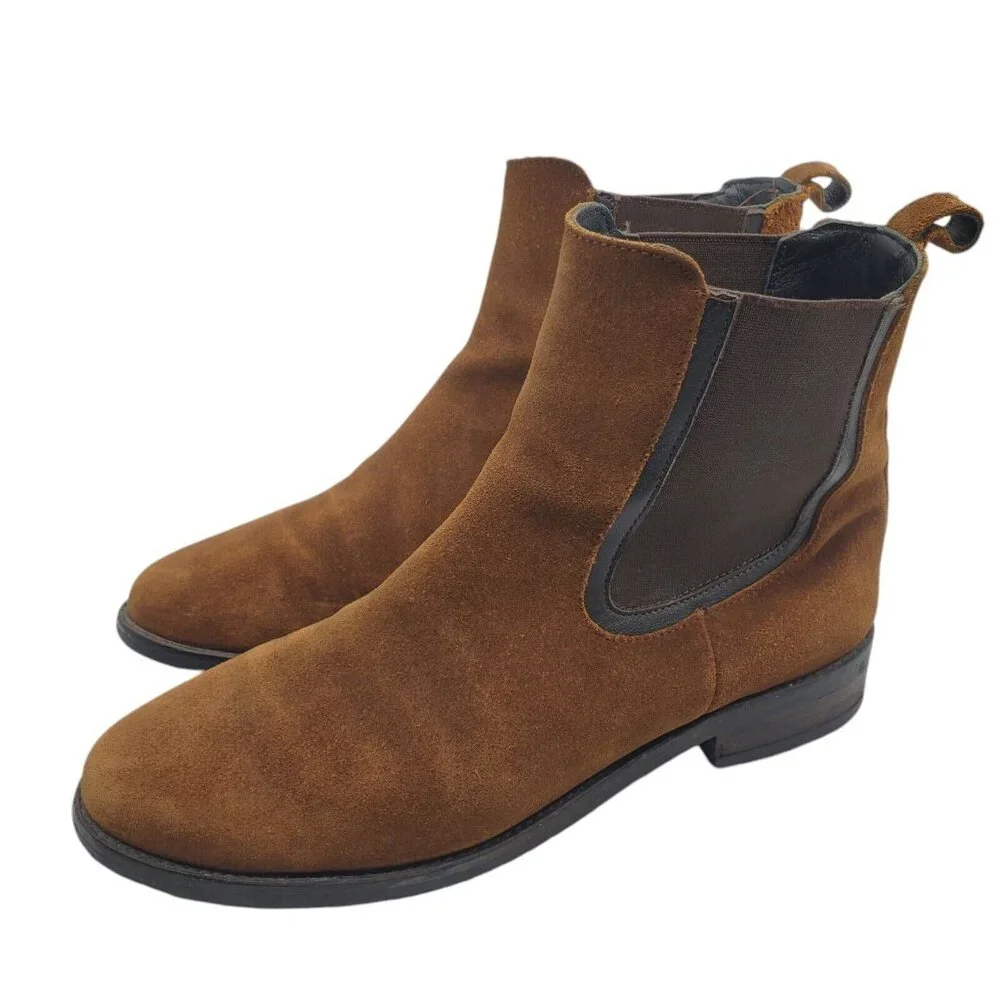 THURSDAY Boot Company Womens 'Duchess' Chelsea Ankle Boots Ginger Suede Sz 8.5 M